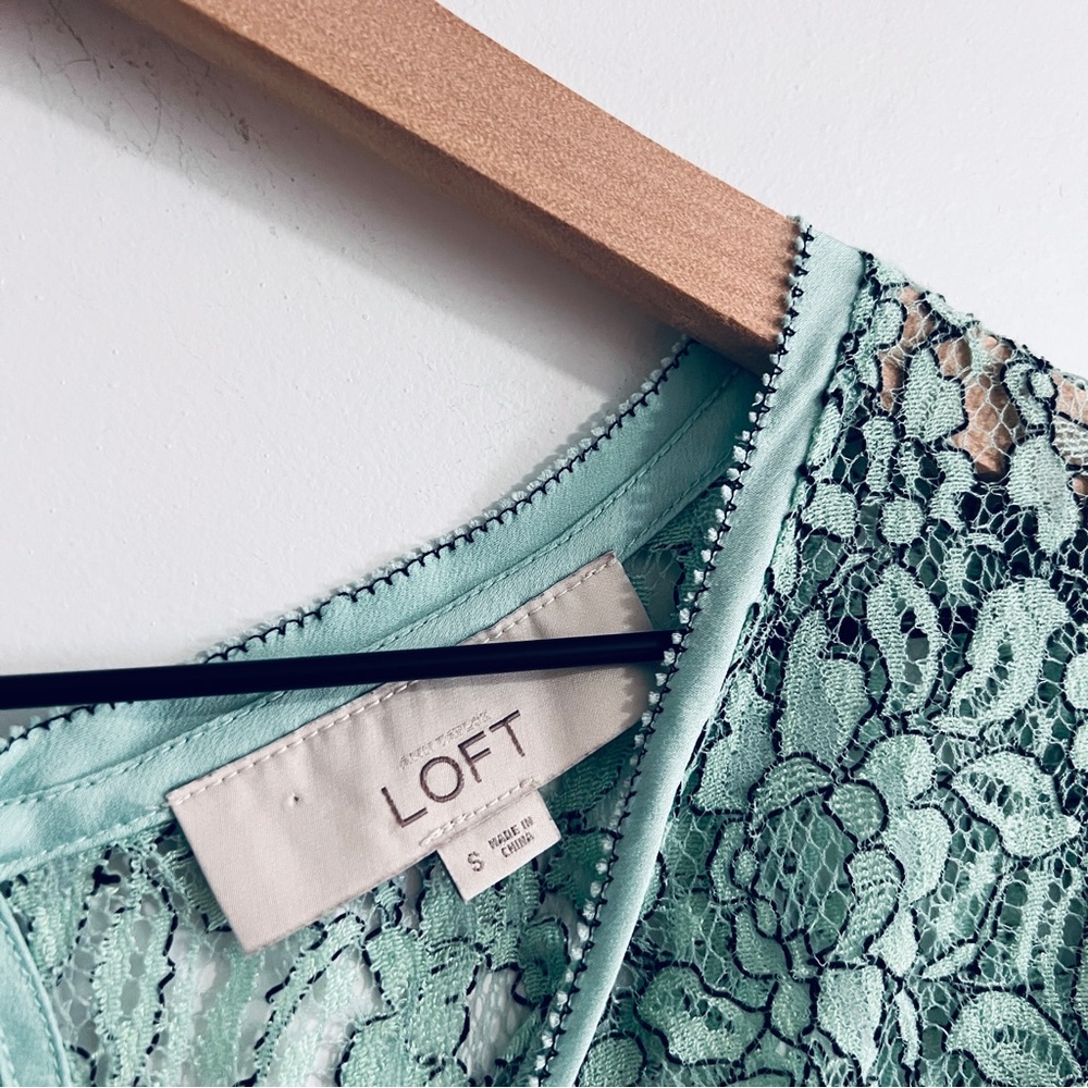 Loft Teal Lace Short Sleeve Top - Picture 8 of 12